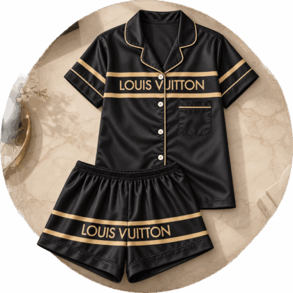 Louis Vuitton | Gold Logo Stripe Pajamas Set Fall 2026 Collection