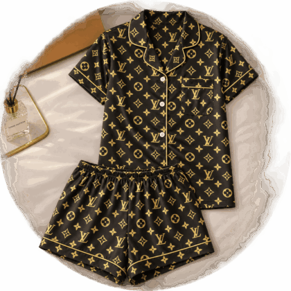 Louis Vuitton | Black Gold Monogram Print Pajamas Set Winter 2026 Collection