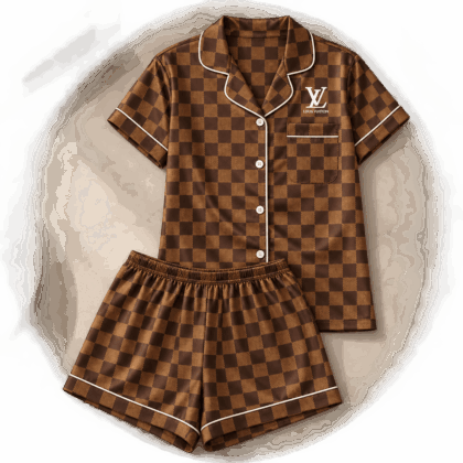 Louis Vuitton | Chocolate Checkerboard Print Pajamas Set Fall 2026 Collection