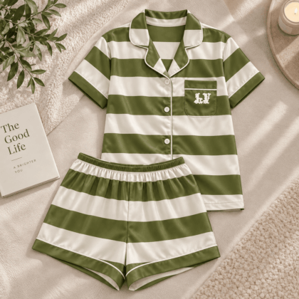 Louis Vuitton | Olive Cabana Stripe Pajamas Set Winter 2026 Collection