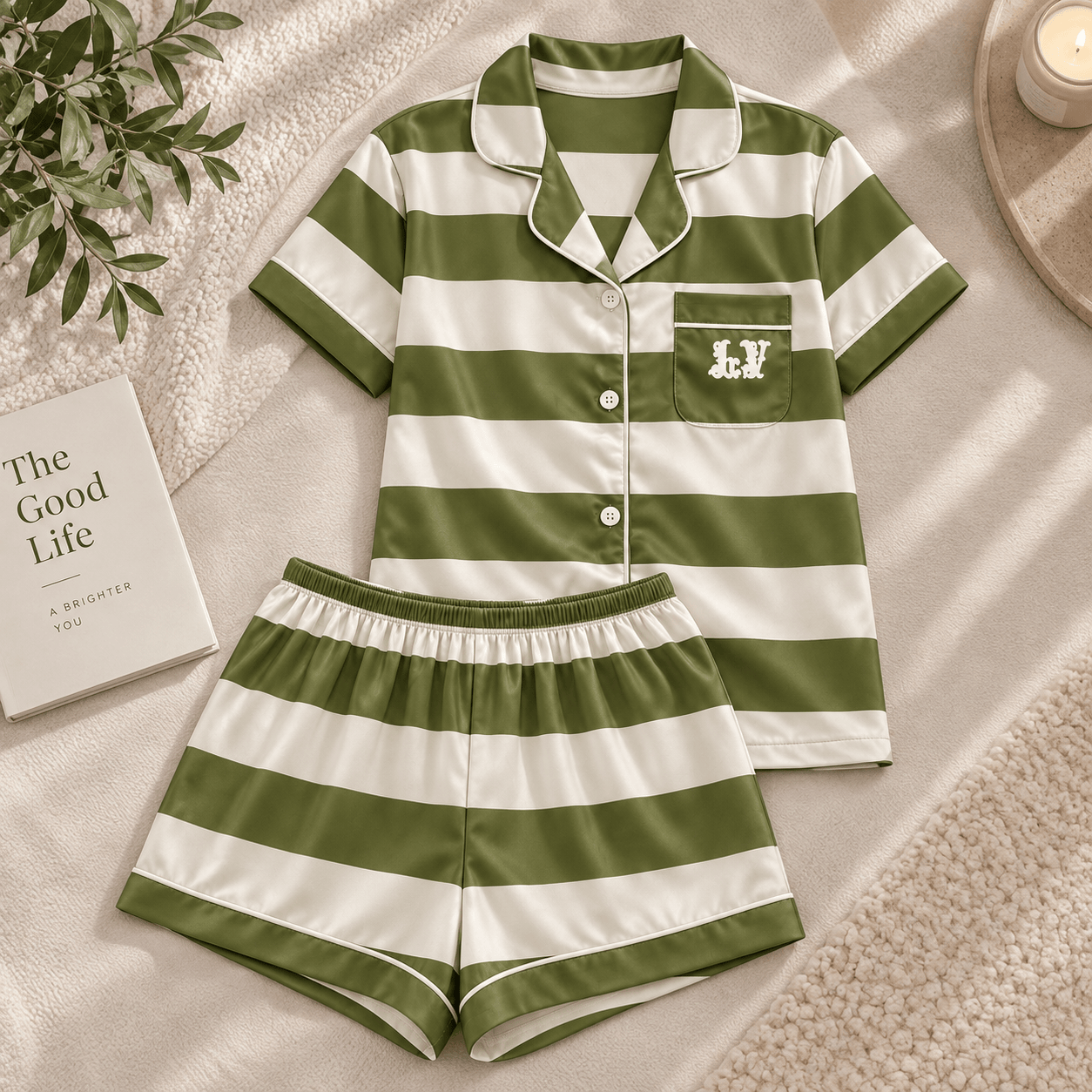Louis Vuitton | Olive Cabana Stripe Pajamas Set Winter 2026 Collection
