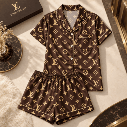 Louis Vuitton | Chocolate Gold Monogram Pajamas Set Fall 2026 Collection