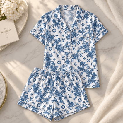 Louis Vuitton | Blue Floral Monogram Pajamas Set Winter 2026 Collection