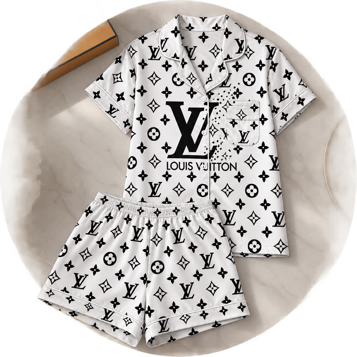 Louis Vuitton | Monochrome Oversized Monogram Pajamas Set Fall 2026 Collection