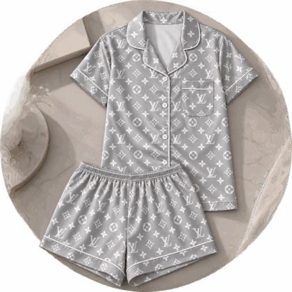 Louis Vuitton | Silver Monogram Print Pajamas Set Winter 2026 Collection