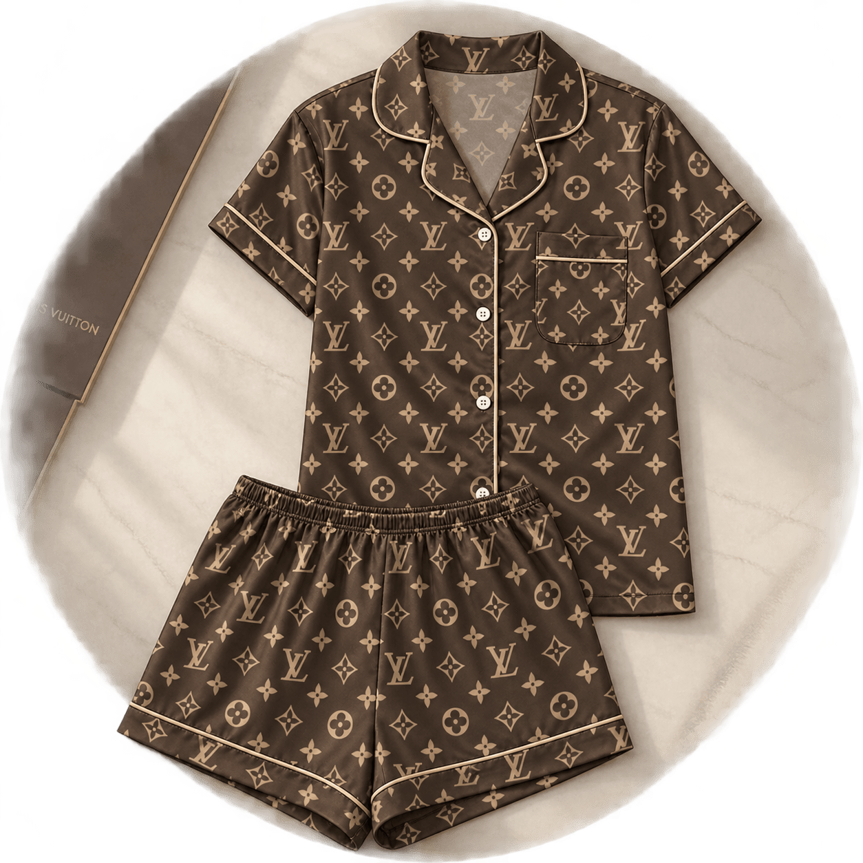 Louis Vuitton | Chocolate Floral Monogram Pajamas Set Winter 2026 Collection