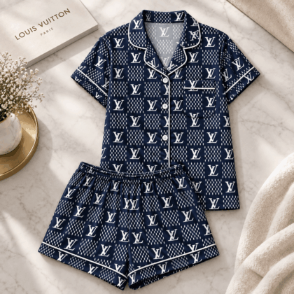 Louis Vuitton | Navy Initial Dot Print Pajamas Set Fall 2026 Collection