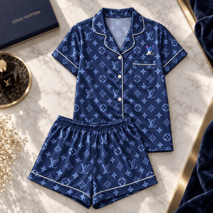 Louis Vuitton | Blue Monogram Print Pajamas Set Winter 2026 Collection