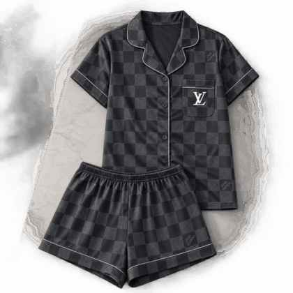 Louis Vuitton | Graphite Checkerboard Print Pajamas Set Fall 2026 Collection