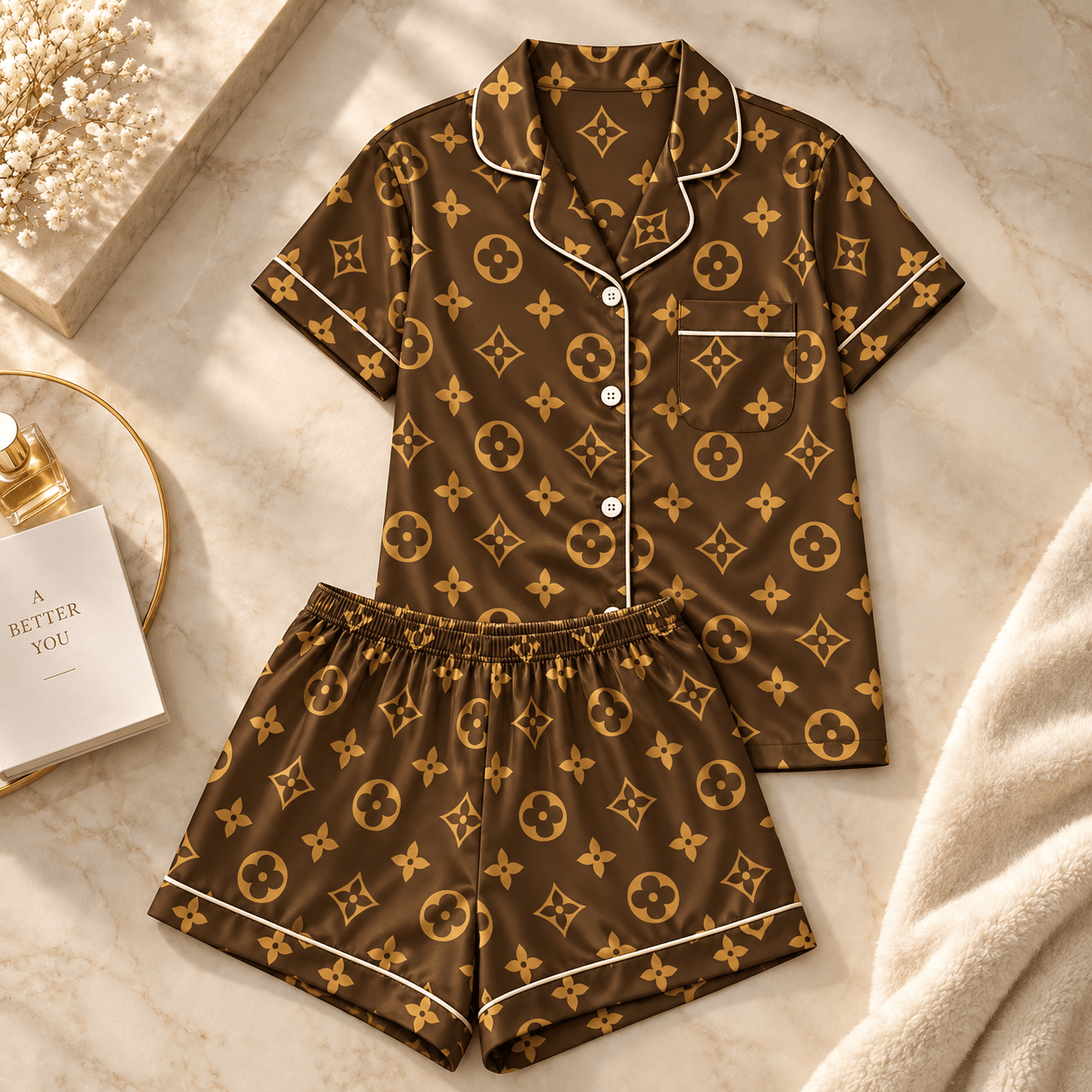Louis Vuitton | Golden Monogram Print Pajamas Set Winter 2026 Collection
