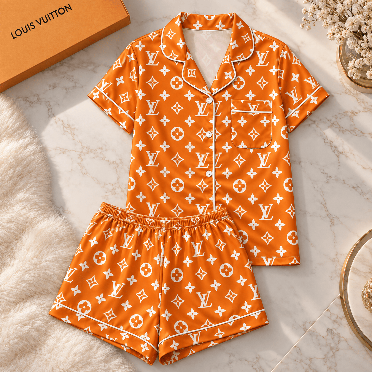 Louis Vuitton | Orange Monogram Print Pajamas Set Fall 2026 Collection