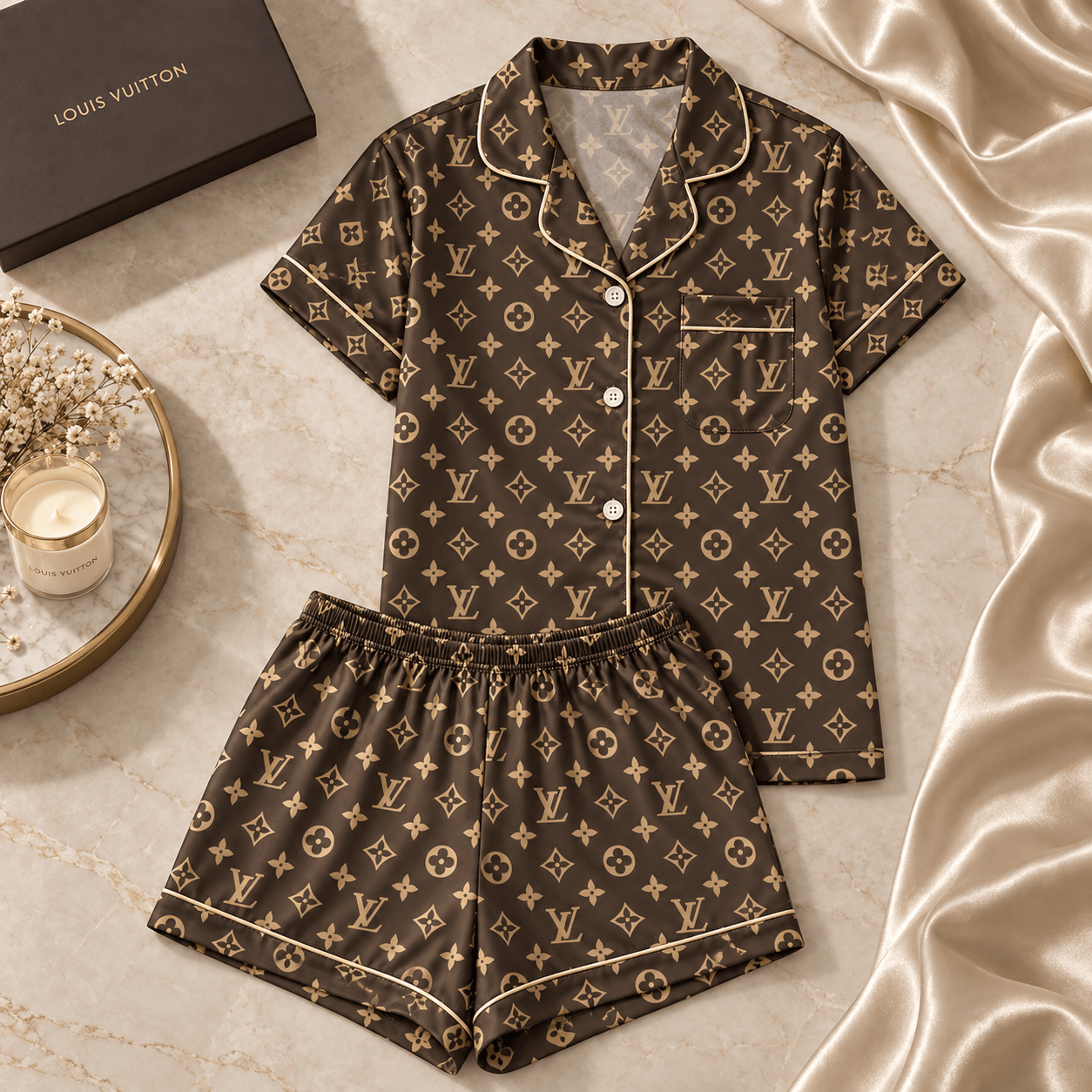 Louis Vuitton | Classic Brown Monogram Pajamas Set Winter 2026 Collection