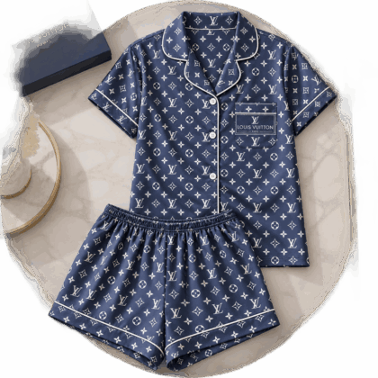 Louis Vuitton | Navy Monogram Print Pajamas Set Fall 2026 Collection