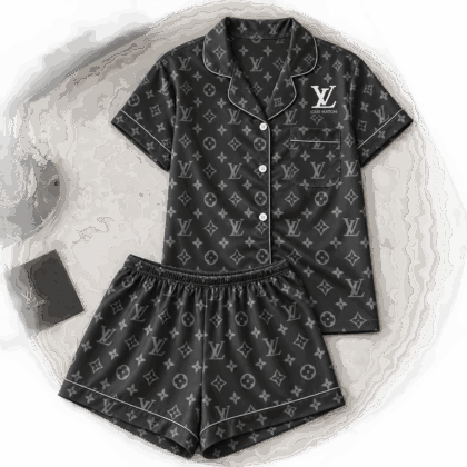 Louis Vuitton | Noir Monogram Print Pajamas Set Fall 2026 Collection
