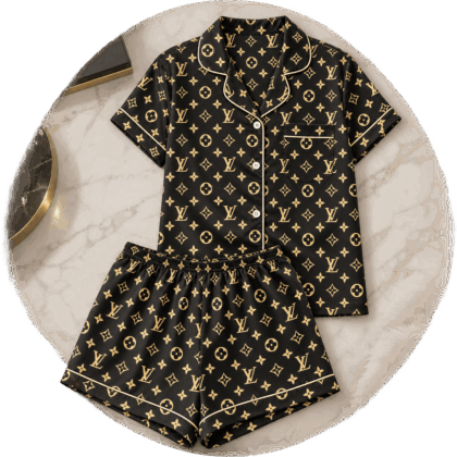Louis Vuitton | Black Gold Monogram Print Pajamas Set Fall 2026 Collection