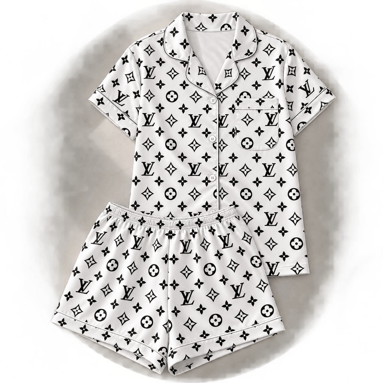 Louis Vuitton | Black Monogram Print Pajamas Set Winter 2026 Collection