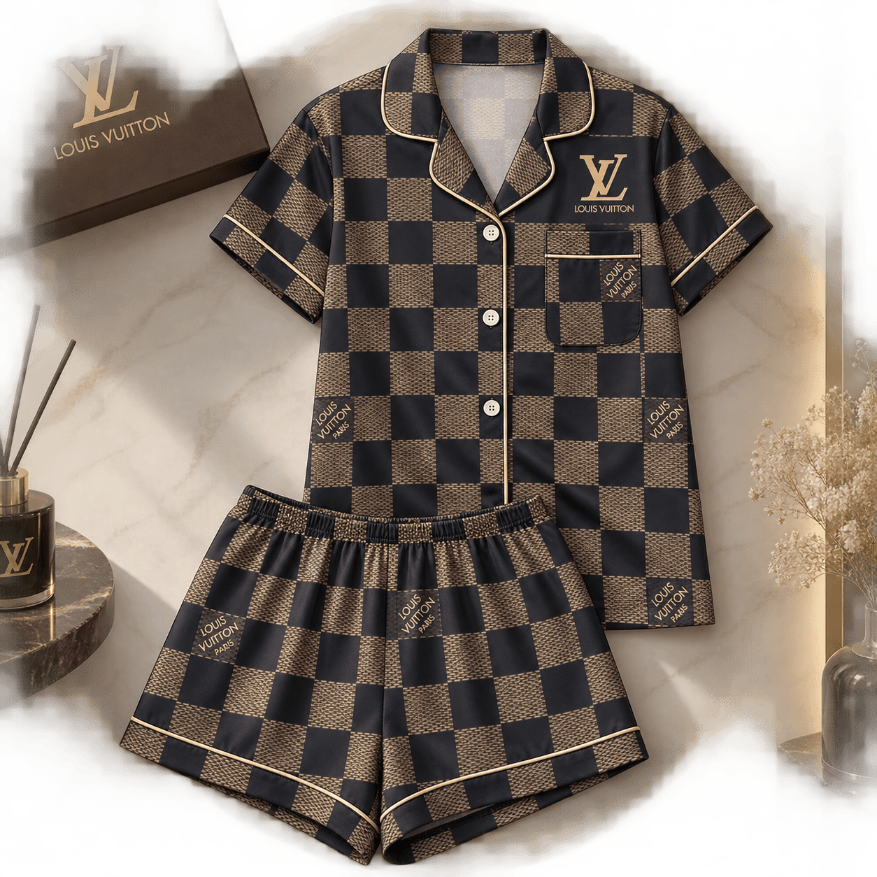 Louis Vuitton | Textured Damier Check Pajamas Set Fall 2026 Collection