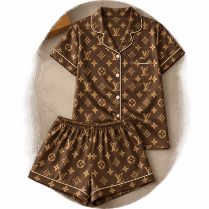 Louis Vuitton | Chocolate Gold Monogram Pajamas Set Winter 2026 Collection