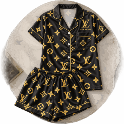 Louis Vuitton | Black Gold Monogram Pajamas Set Fall 2026 Collection