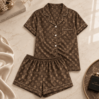Louis Vuitton | Mocha Heritage Monogram Pajamas Set Fall 2026 Collection