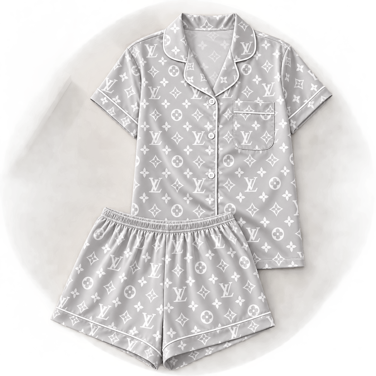 Louis Vuitton | Silver Monogram Print Pajamas Set Fall 2026 Collection