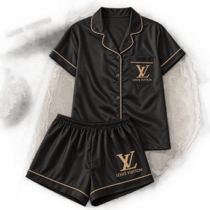 Louis Vuitton | Gold Monogram Piping Pajamas Set Winter 2026 Collection