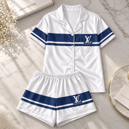 Louis Vuitton | Navy Logo Stripe Pajamas Set Fall 2026 Collection
