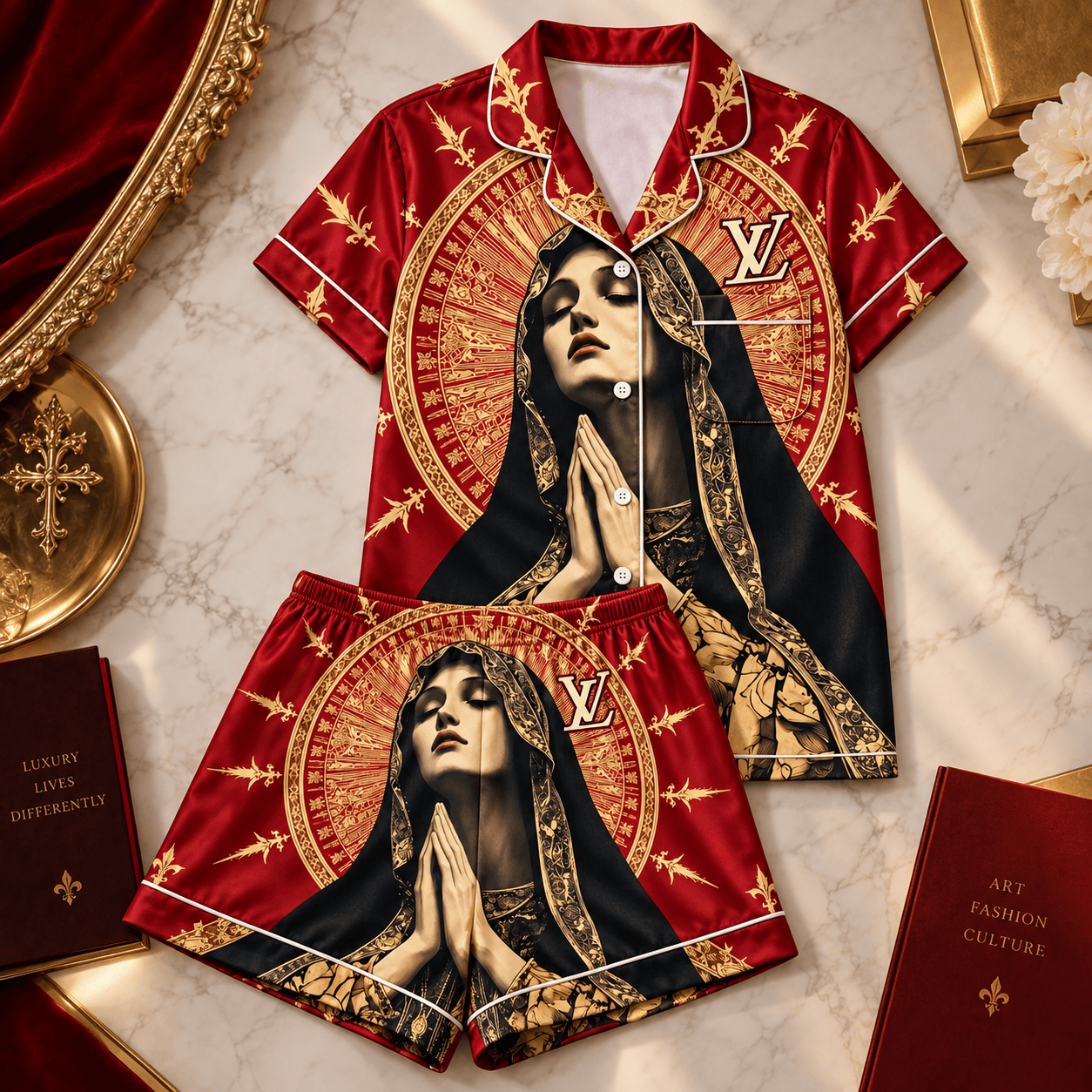 Louis Vuitton | Sacred Madonna Medallion Pajamas Set Fall 2026 Collection