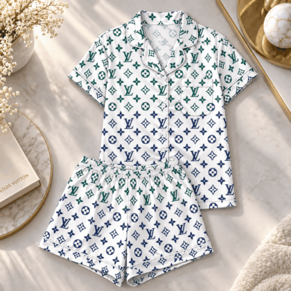 Louis Vuitton | Emerald Navy Monogram Pajamas Set Fall 2026 Collection