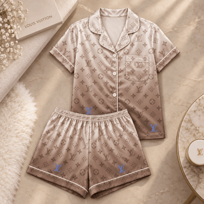 Louis Vuitton | Taupe Ombré Monogram Print Pajamas Set Winter 2026 Collection