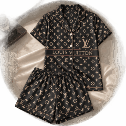 Louis Vuitton | Noir Monogram Stripe Pajamas Set Winter 2026 Collection
