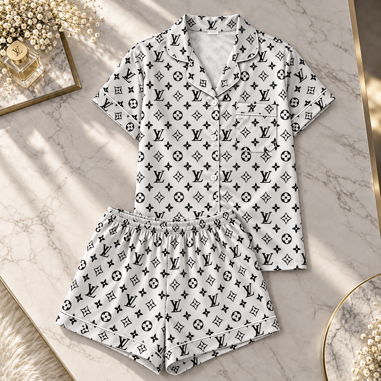 Louis Vuitton | Monochrome Monogram Print Pajamas Set Winter 2026 Collection