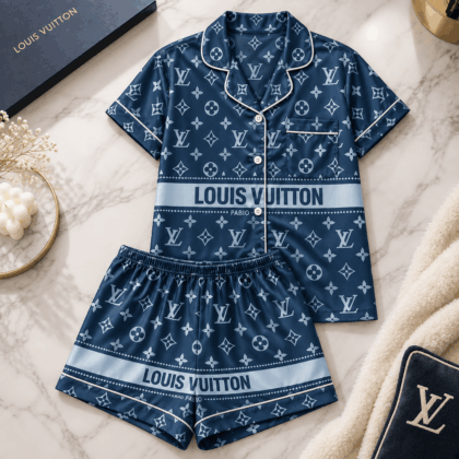 Louis Vuitton | Navy Monogram Stripe Pajamas Set Fall 2026 Collection