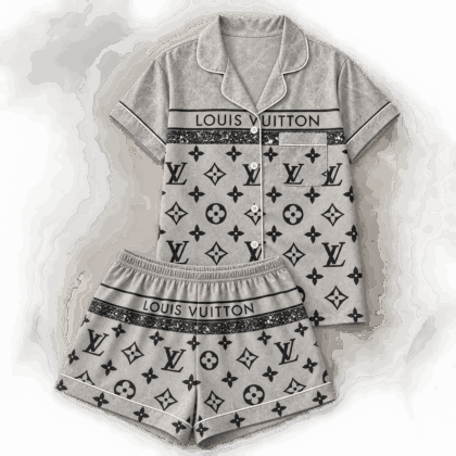 Louis Vuitton | Silver Monogram Stripe Pajamas Set Fall 2026 Collection
