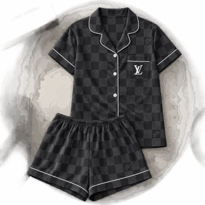 Louis Vuitton | Graphite Checkerboard Print Pajamas Set Fall 2026 Collection