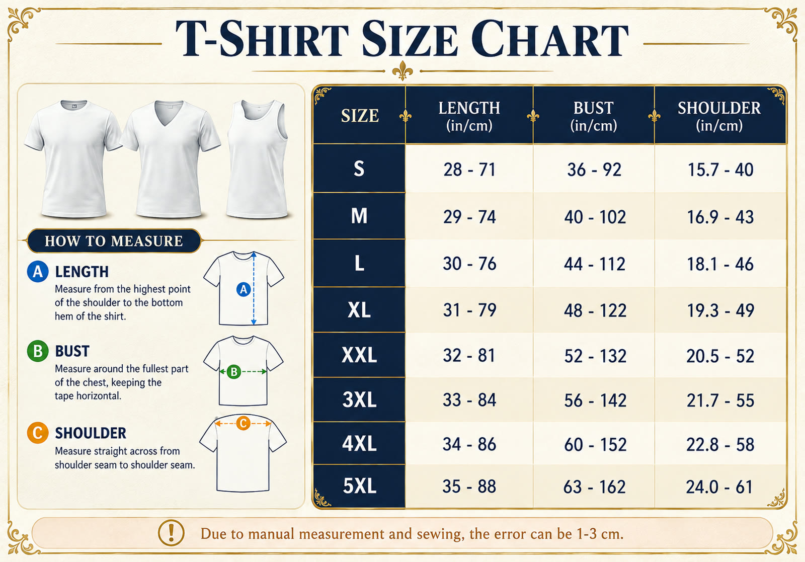 T-Shirt Size Chart