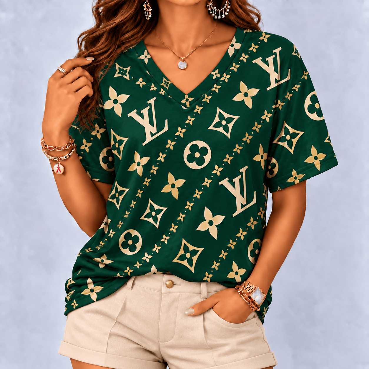 Louis Vuitton | Premium Signature Monogram V-Neck Collection 07