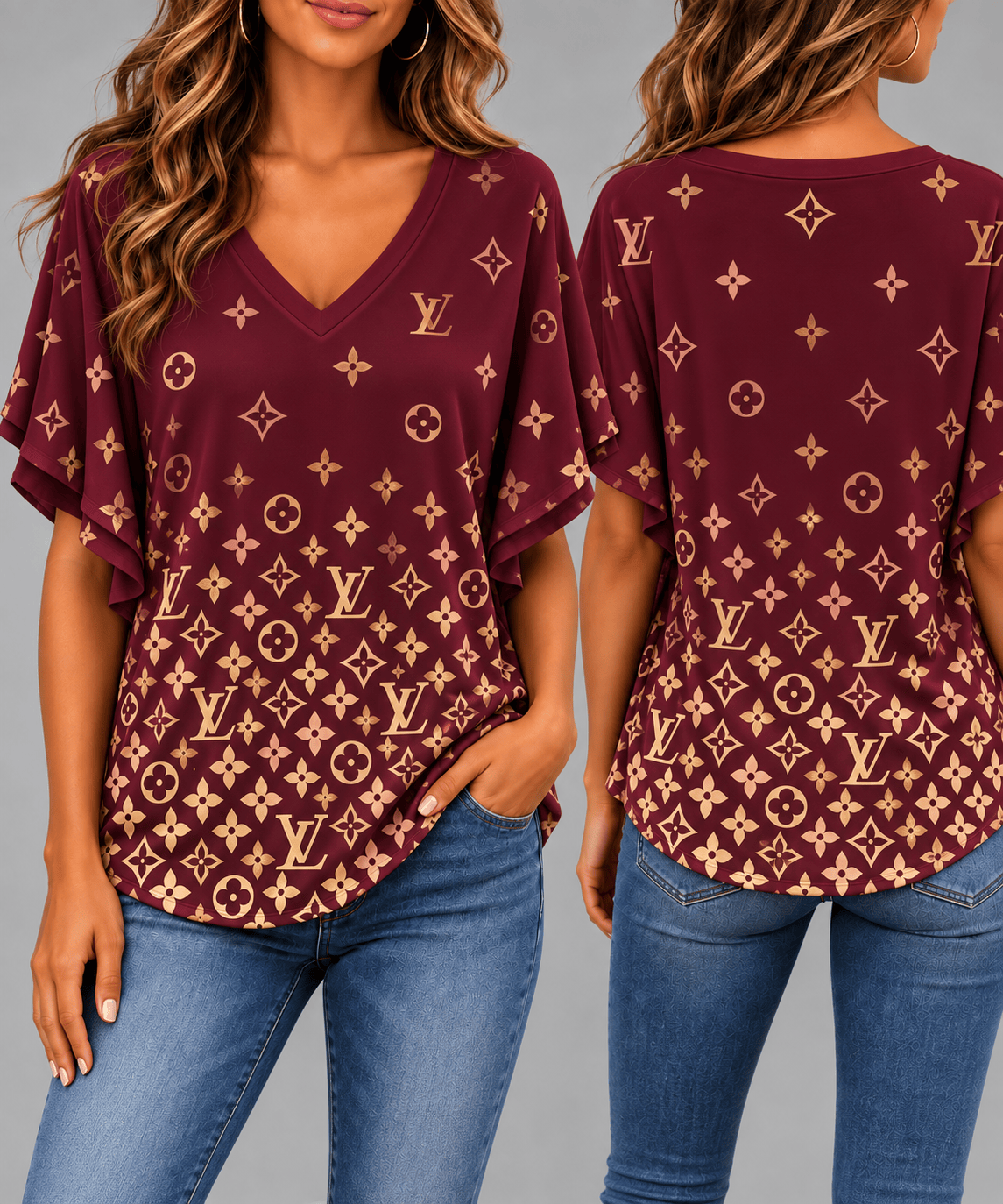 Louis Vuitton | Premium Signature Monogram V-Neck Collection 34