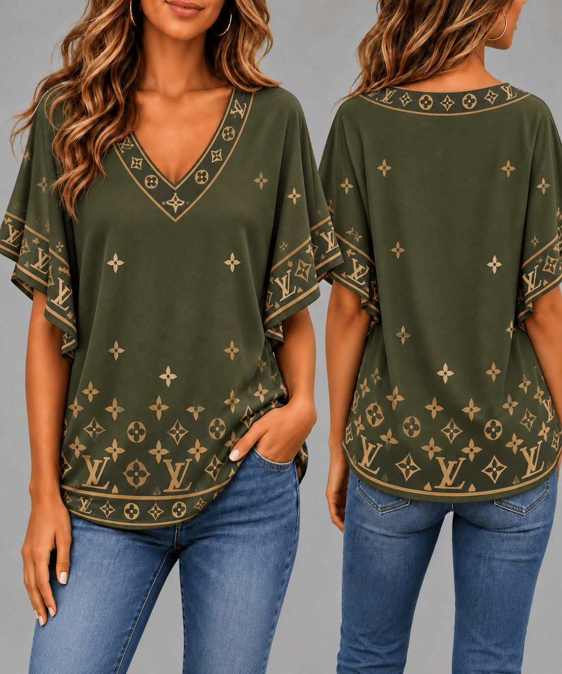 Louis Vuitton | Premium Signature Monogram V-Neck Collection 35