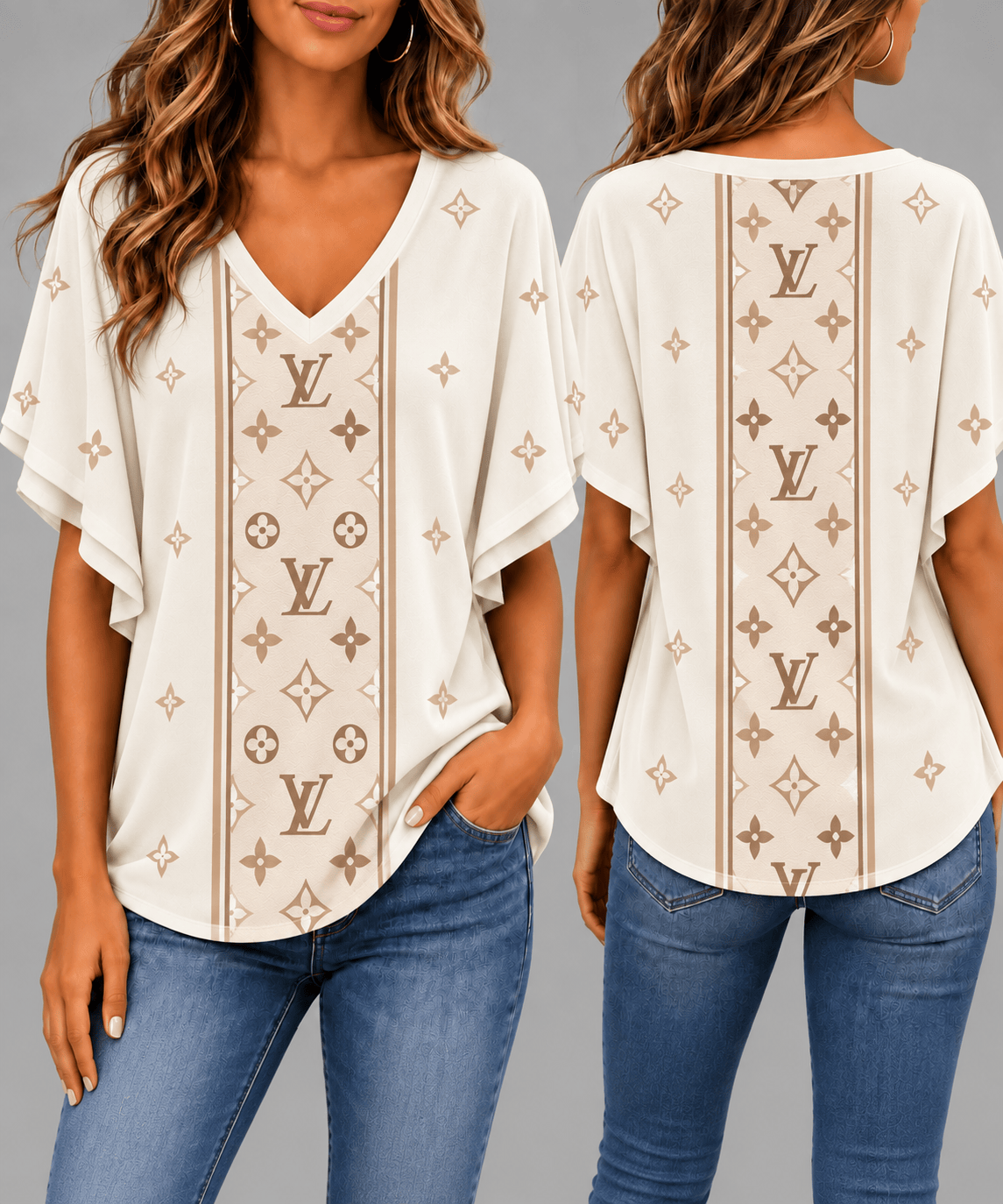 Louis Vuitton | Premium Signature Monogram V-Neck Collection 38
