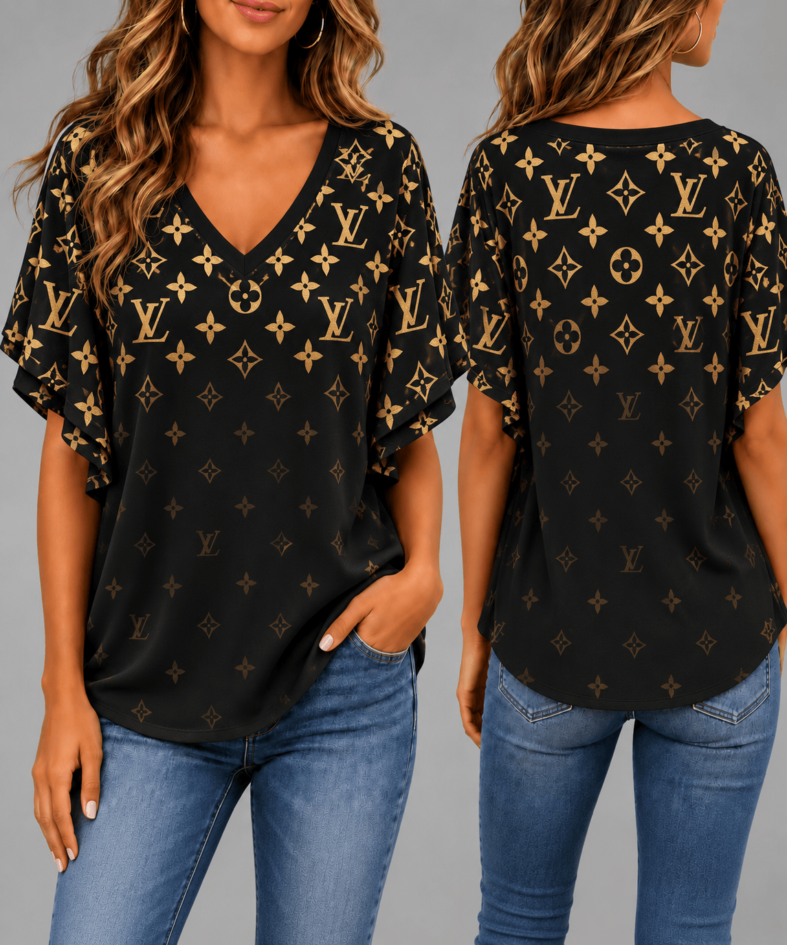 Louis Vuitton | Premium Signature Monogram V-Neck Collection 39
